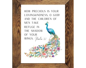 L'ombra delle tue ali / Salmo 36:7 Stampa / Stampa versetti biblici / Scrittura Arte murale / Adonai Signore Dio Gesù Yeshua HaShem Stampa digitale