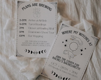 Hexe Bachelorette, Hexe Bachelorette lädt ein, Spooky Bachelorette, Drink Up Witches Invite, bearbeitbare Bachelorette Invite Suite, Salem Bach