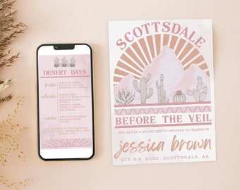Scottsdale Bachelorette, Scottsdale Bachelorette Invitation, Bach Invitation Template, Bachelorette Itinerary, Scottsdale Before The Veil
