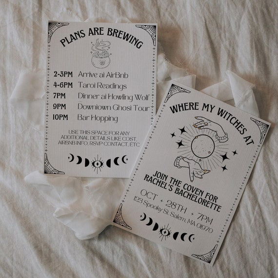 Witch Bachelorette, Witch Bachelorette Invites, Spooky Bachelorette, Drink Up Witches Invite, Editable Bachelorette Invite Suite, Salem Bach
