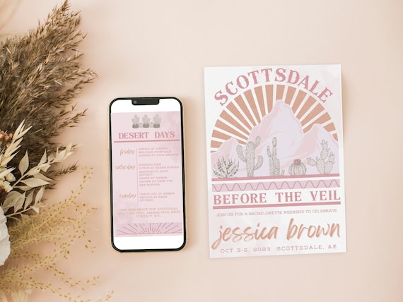 Scottsdale Bachelorette, Scottsdale Bachelorette Invitation, Bach Invitation Template, Bachelorette Itinerary, Scottsdale Before The Veil