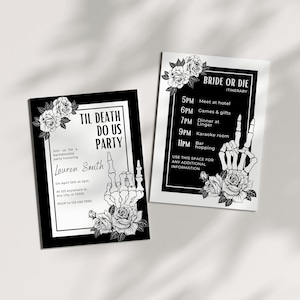 Til Death Do Us Party Bachelorette Invite Template, Bride or Die Bachelorette Party, Bride or Die Invite, Halloween Bachelorette Party, Emo