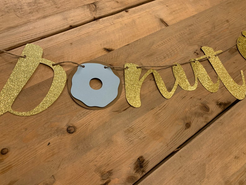 Donut Grow Up Banner Gold Glitter Donut Party Centerpiece Boys Donut Grow Up Backdrop Blue and Mint Donuts Donut Party Decoration