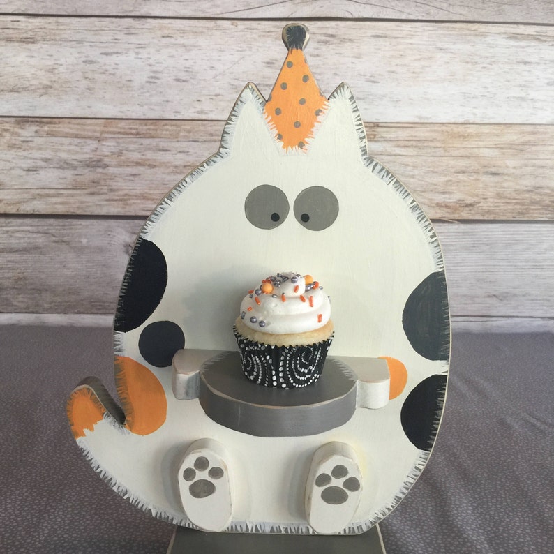 Cat Party Cupcake Stand Kitty Cat Party Wood Table Decoration Etsy
