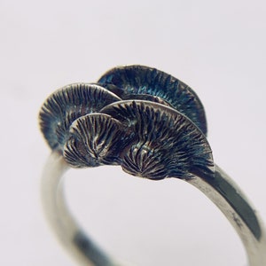 Oyster Mushroom Stacking Ring, Sterling Silver, Cottagecore and Goblincore Theme