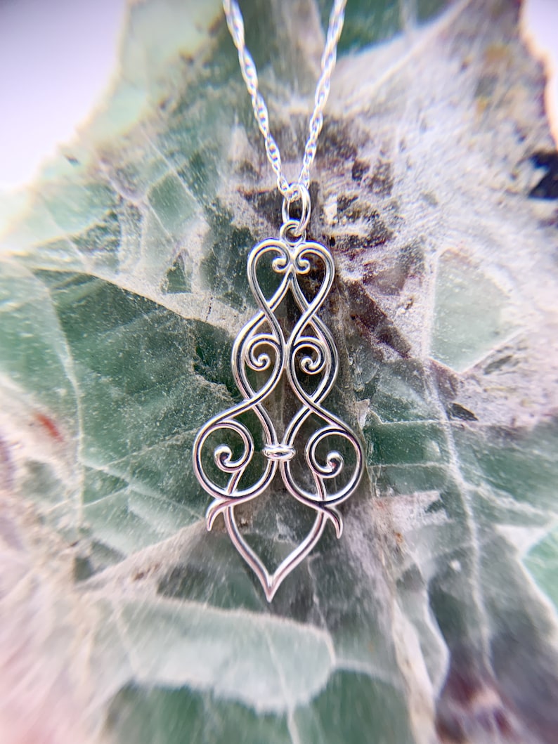 Sterling Silver Filigree Pendant, Simple Necklace, Elegant Cottagecore ...