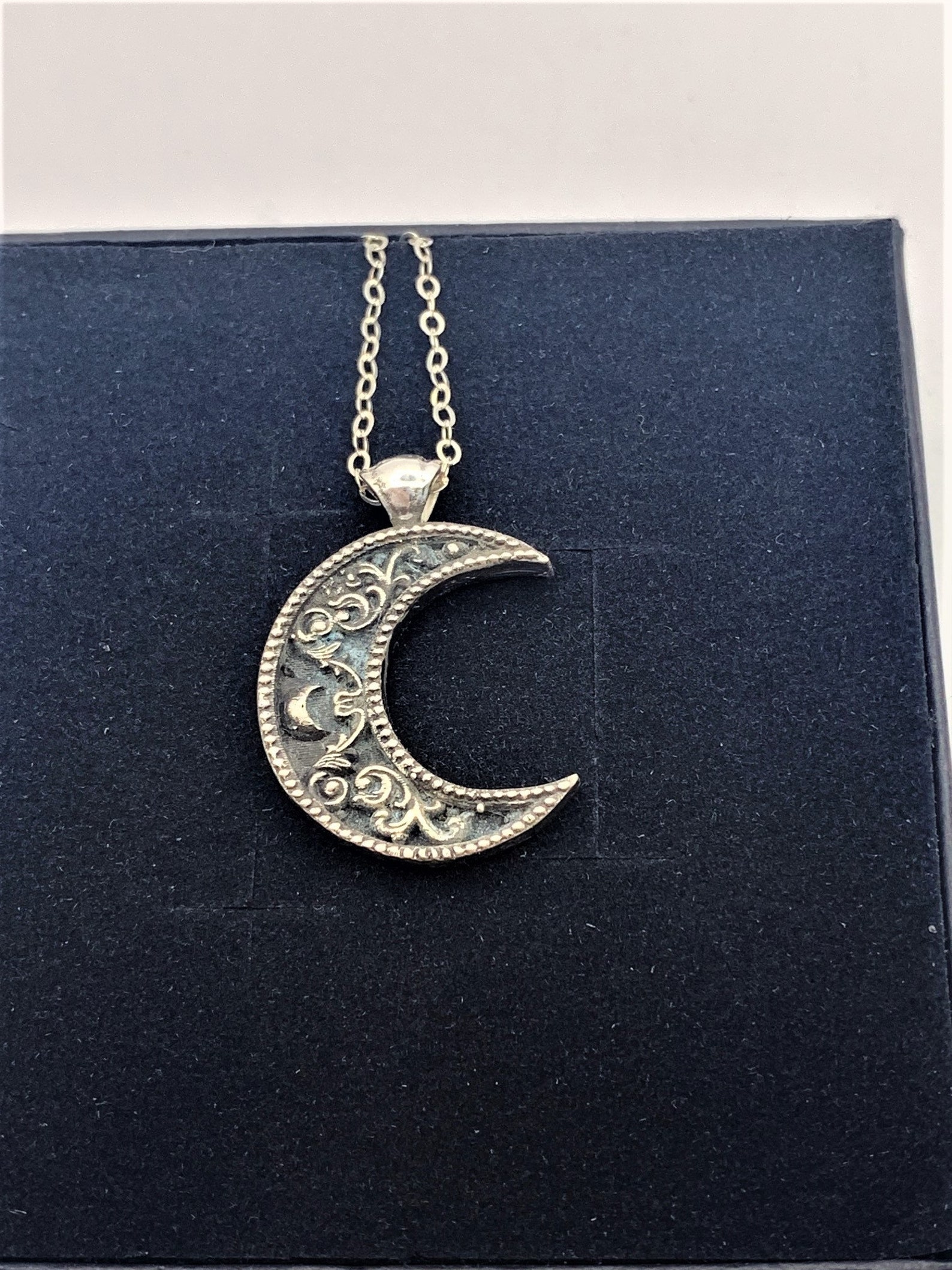 Sterling Silver Moon Pendant Simple Necklace Witchy and - Etsy