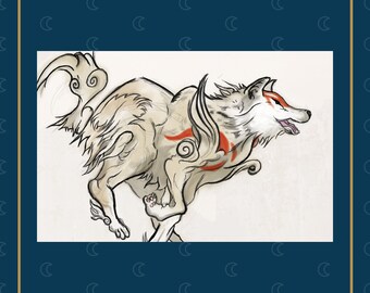 Okami Amaterasu Flower Trail Solar Flare Matte Art Print