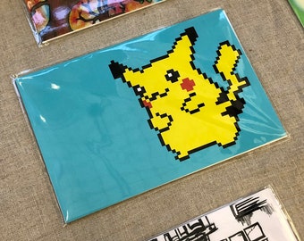 Pixelated Pikachu Pokemon Art Print