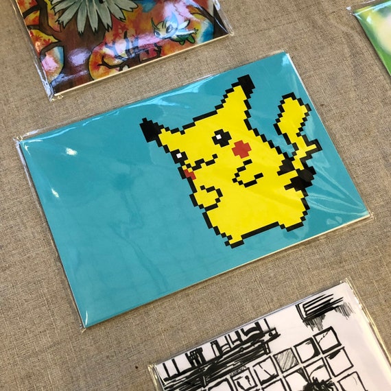 Pixelado Pikachu Pokemon Arte Impresión - Etsy México