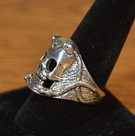 G&S Vintage  Skull and Snakes Biker Ring Day of t… - image 6