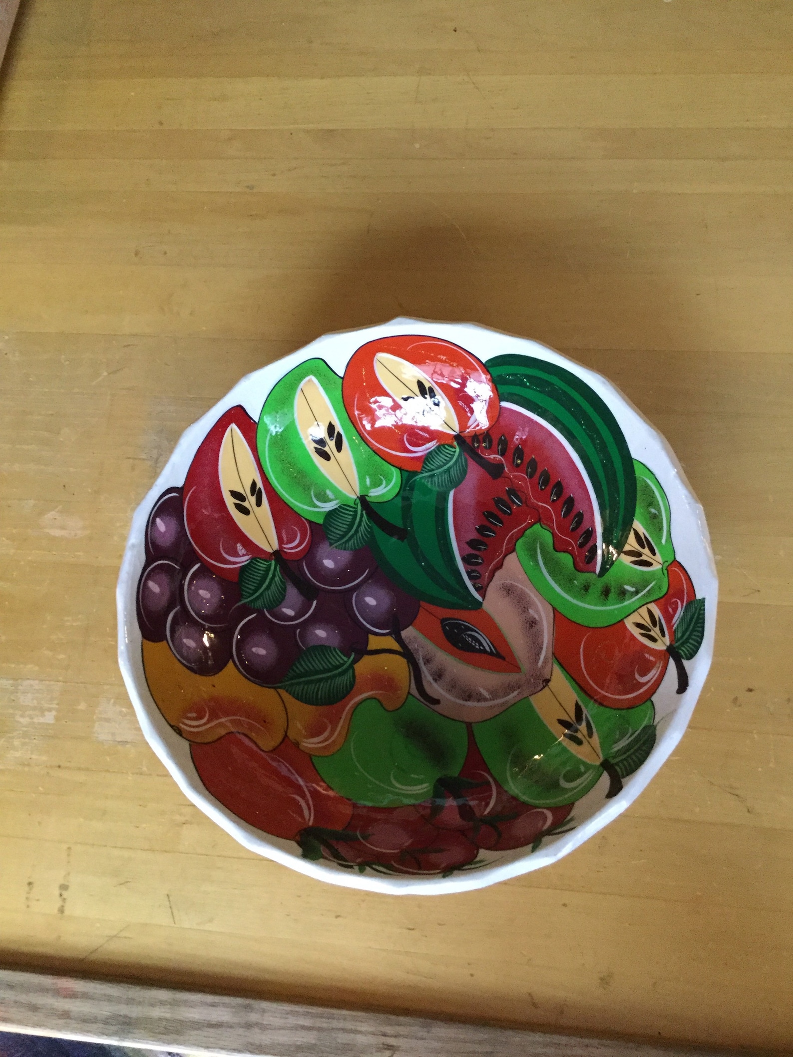 Mexican hand painted fruit bowl 12 footed bowl wall bowl Etsy