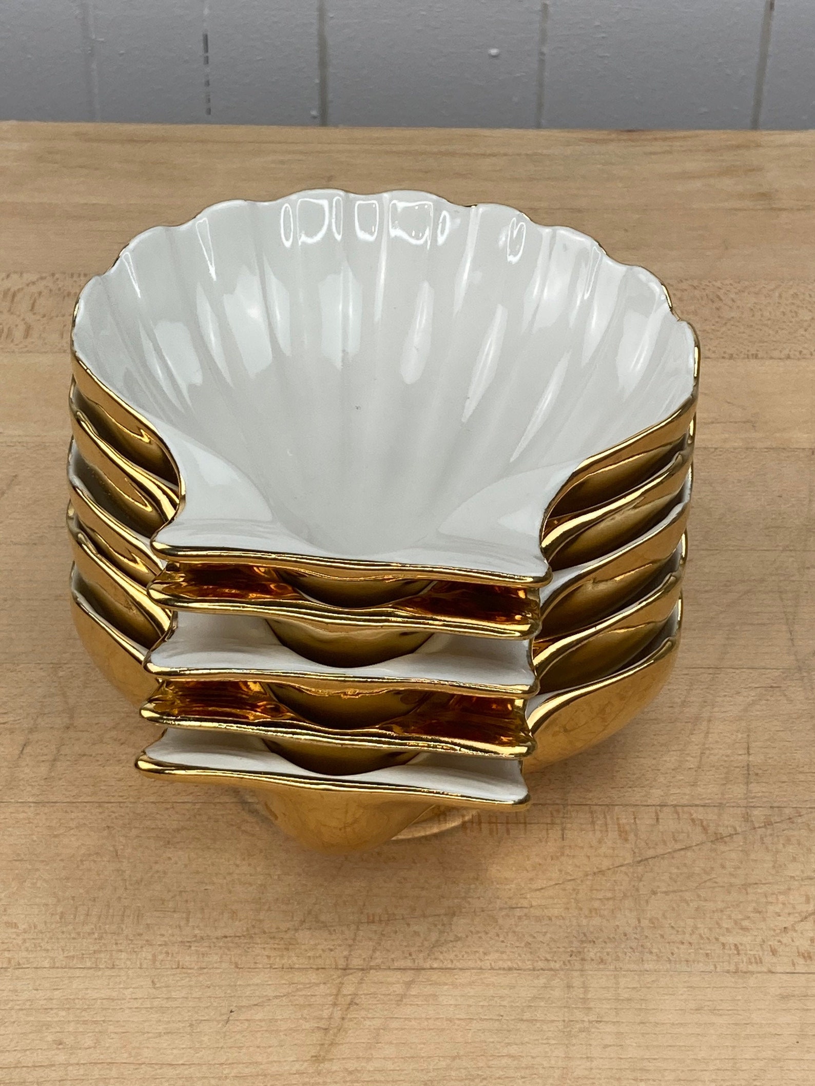 Hall Golden Glo Clam Oyster Shell Dishes in Gold 229 Soap Etsy