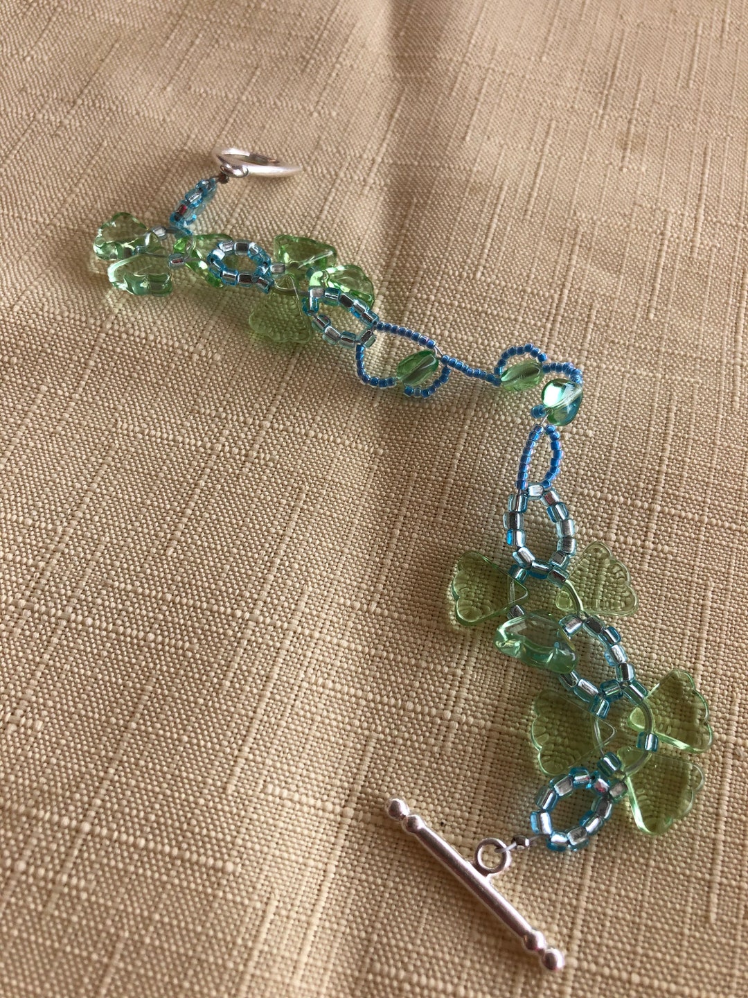 Blue and Green Bracelet Green Blue Bracelet Heart Spring Bracelet Etsy