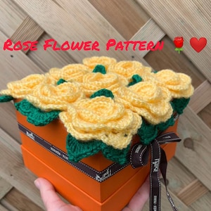 Rose Flower Crochet Pattern Instant Download PDF Pattern,easy step by step how to crochet Rose