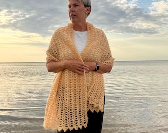 Crochet Mohair Shawl Scarf Easy Pattern PDF Instant Download