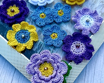 Crochet Flowers Applique Pattern: Easy Floral DIY (PDF Download)