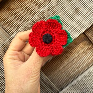 Crochet Poppy Flower Brooch Applique Pattern: Easy DIY (PDF Download)