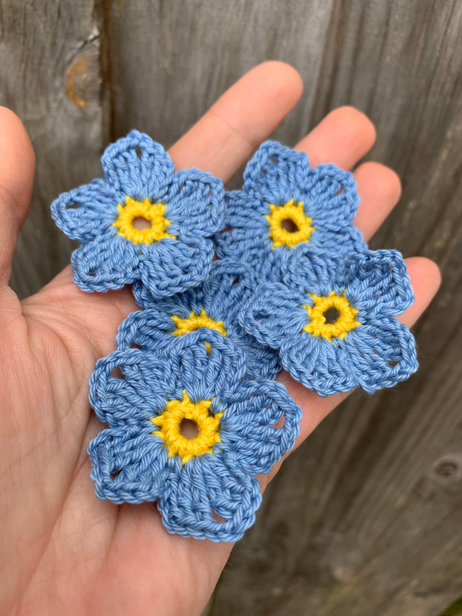 flowers hand crochet blue eco cotton flower Etsy