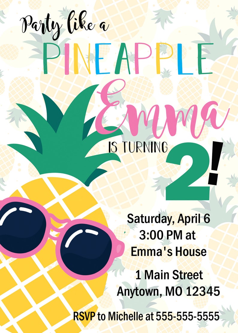 Pineapple Birthday Invitation Party Like a Pineapple | Etsy