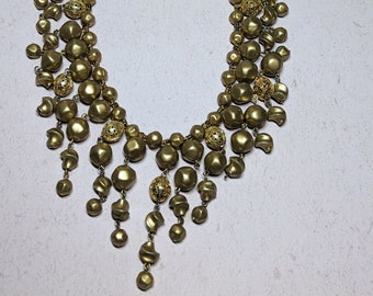 Dangle collar beaded necklace, gold tones