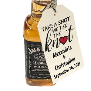 Wedding Favor Tags - PERSONALIZED Take a Shot We Tied The Knot Custom Wedding Favors Tag - Alcohol Shot Tags - Wedding Thank You Gift Tags