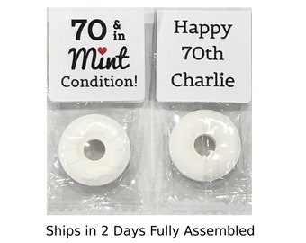 70th Birthday Party Favors - Personalized Birthday Favors - Custom Birthday Mints - Birthday Party Ideas