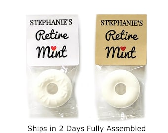 Retirement Party Favors - Personalized Retirement Favors for Guest - Bulk Retirement Favors - Custom Retire Mints -  Retirement Party Ideas