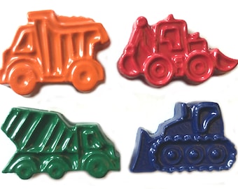 48 Construction Vehicle Crayons - Birthday Party Favors - 12 Sets of 4 Crayons