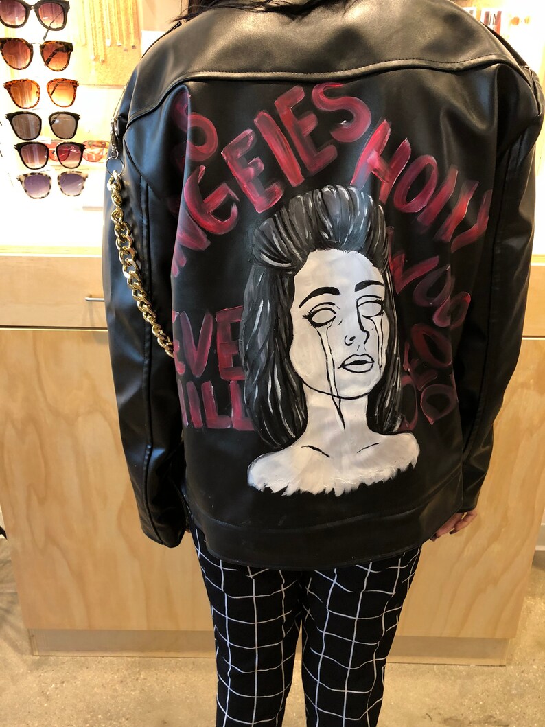 Custom Hand Painted Studded Leather Jacket, Punk, Classic Etsy