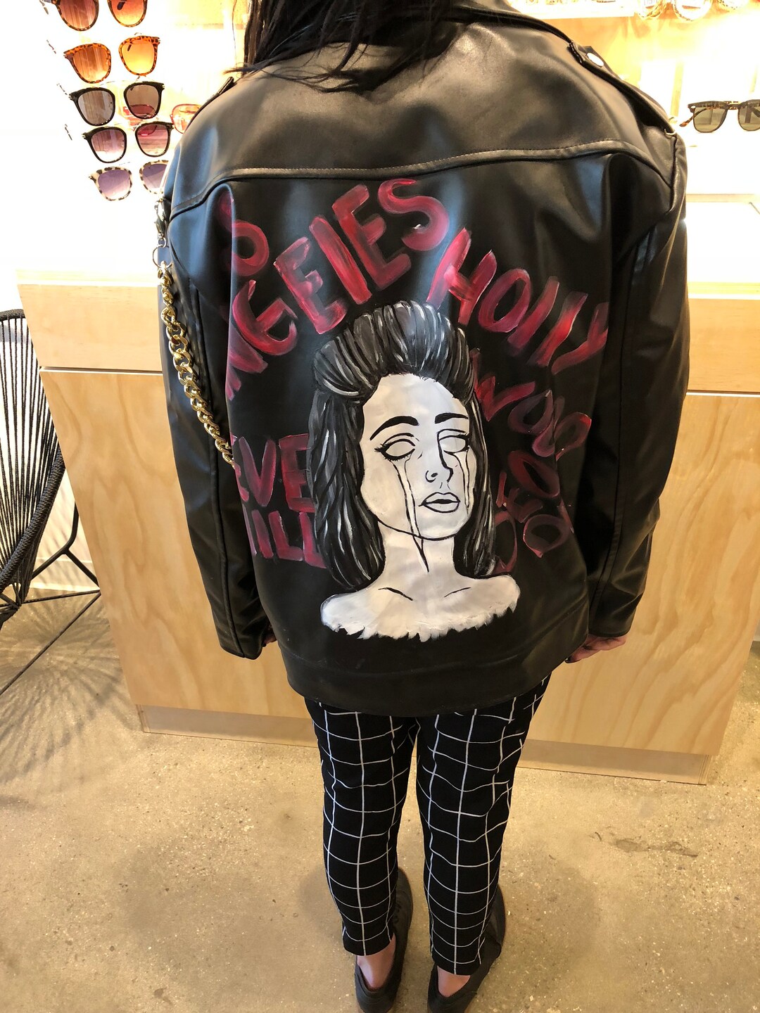Custom Hand Painted Studded Leather Jacket, Punk, Classic - Etsy