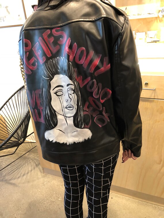 Custom Hand Painted Studded Leather Jacket Punk Classic Etsy