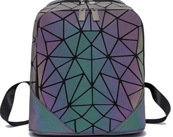 iridescent geometric backpack