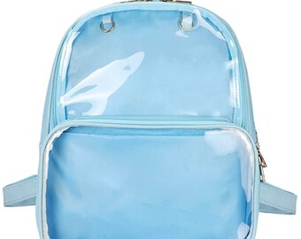clear blue backpack