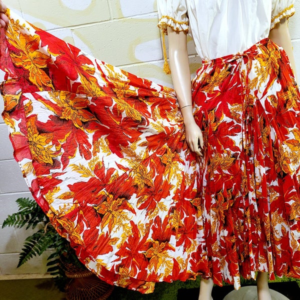 2pc Set, India Gauze Peasant/Prairie Skirt, Embroidered Mexican Blouse Top Set/Dress, Boho, Elastic Waist/Bust 48" L/XL