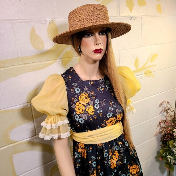 Vintage 70s Floral Jersey Maxi Prairie Dress, Fai… - image 10