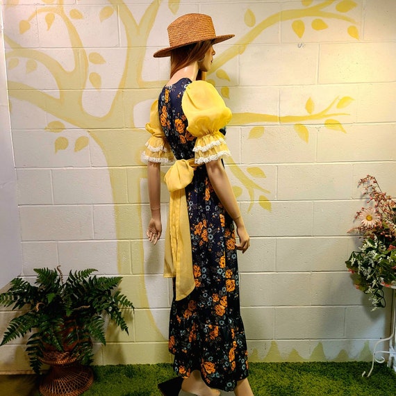 Vintage 70s Floral Jersey Maxi Prairie Dress, Fai… - image 7