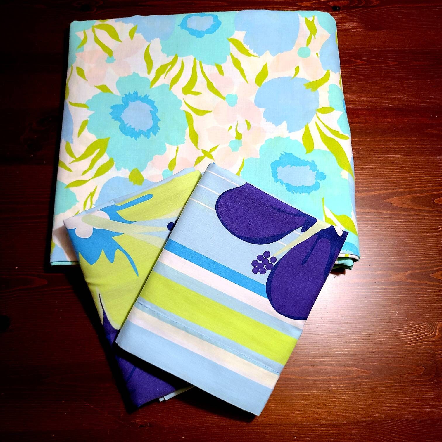 Set Percale Full Flat/top Bed Sheet W/bonus Pair Pillowcases Etsy