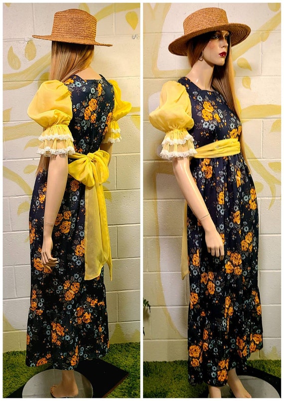 Vintage 70s Floral Jersey Maxi Prairie Dress, Fai… - image 5