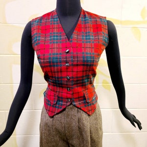 Chaleco Vintage 60s Pendleton Classic Escocés Tartán Lana Cuadros Talla XS/S