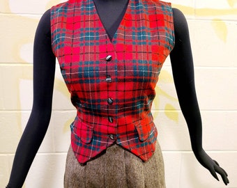 Vintage 60s Pendleton Classic Scottish Tartan Plaid Wool Vest Size XS/S