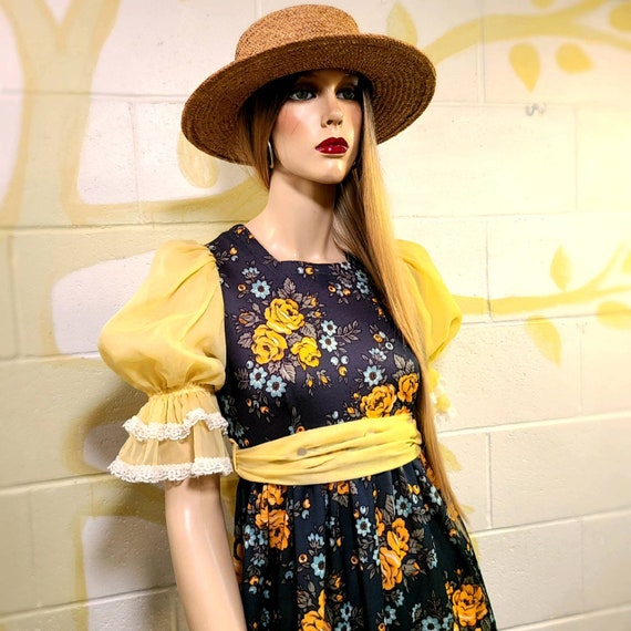 Vintage 70s Floral Jersey Maxi Prairie Dress, Fai… - image 2