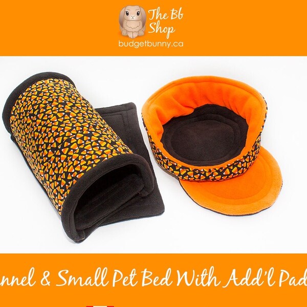 Guinea Pig Halloween Candy Corn Bed (S) With Tunnel For Small Animal, Hedgehog, Rat | Cuddle Cup | Cage Accessories |Pet Bedding | Gift