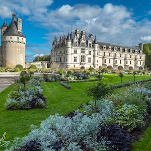 Palace and Gardens at the Chateau de Chenonceau in the Loire Valley in France - 4 Standard Image Sizes PLUS Panorama! - Digital Download