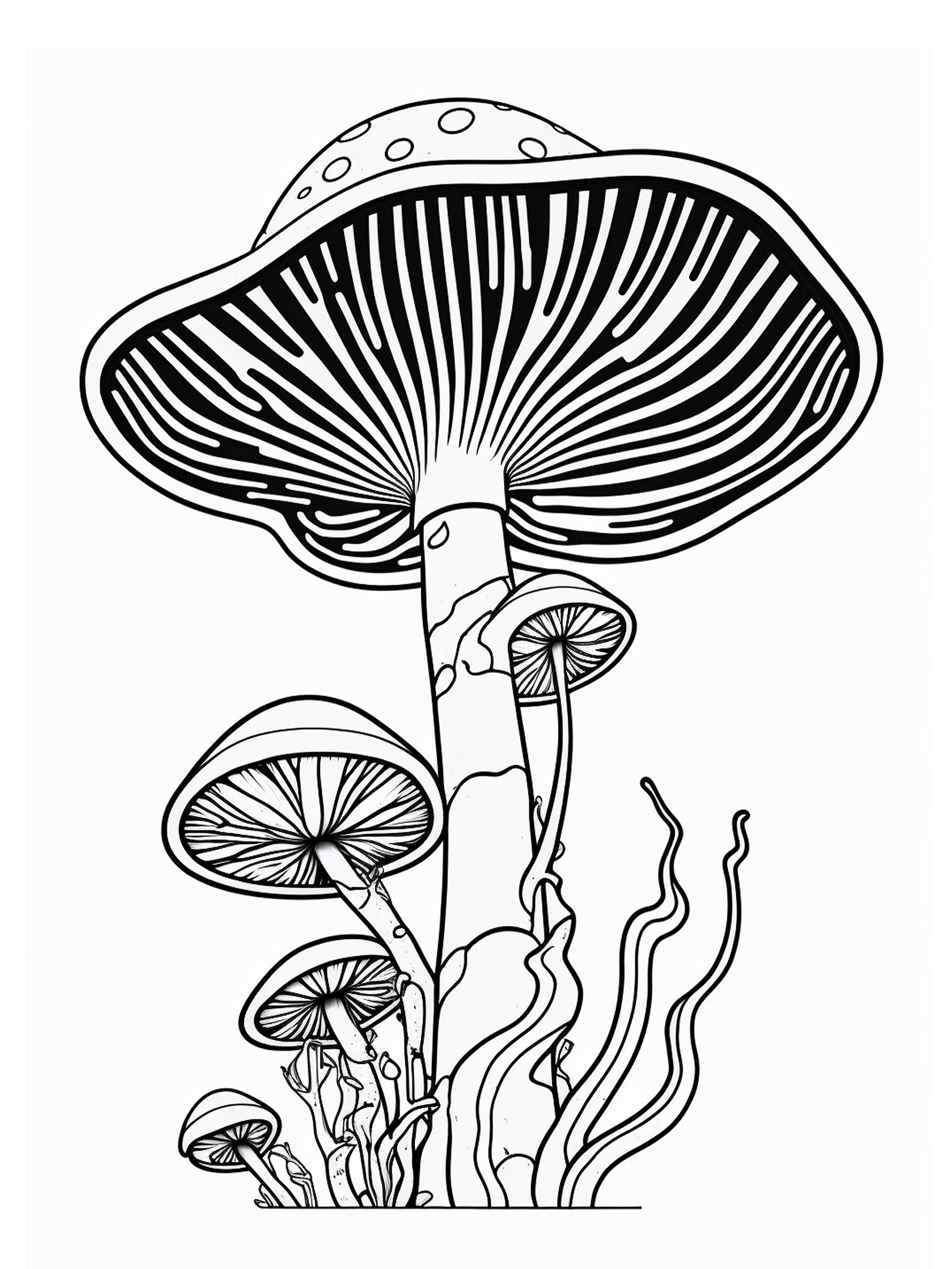 46 Psychedelic Mushroom Printable Coloring Pages Activity Book for ...