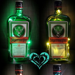 Jagermeister bottle light, Jager Light Decor , different colored lights to choose from, Man cave, Bar, Party, Gift, ect...