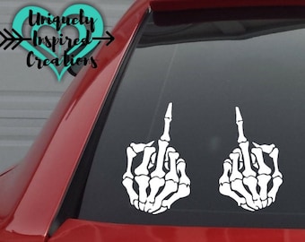 Skeleton Middle Finger Decal/Skull Hand Fuck You Vinyl Decal for Car or Truck Window