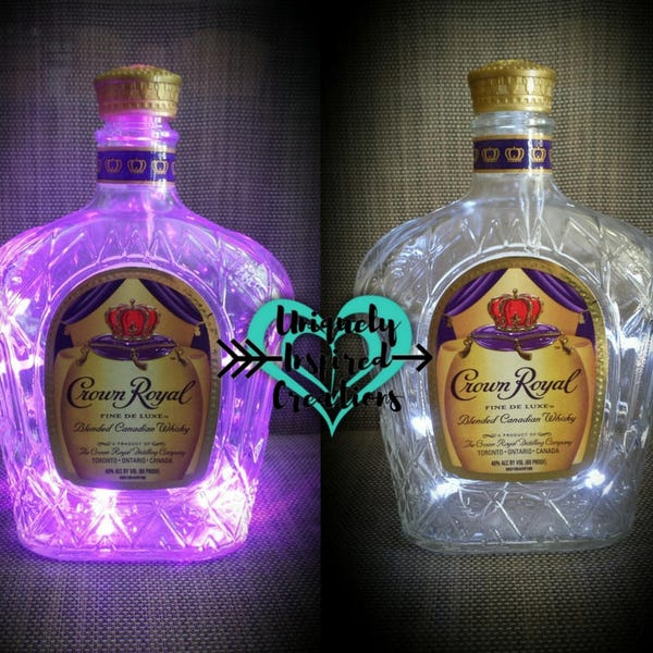 Crown Royal Light Decor, different Crown Royals, Apple,  Vanilla, Black,Rye, Honey, Peach, and more! For man cave, bar, party, gift ,ect....