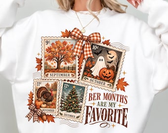 Comfort Colors® Ber Months Shirt, Vintage Postage Stamp Tee, September to December Fall Top, Cozy Season Gift for Women 001860