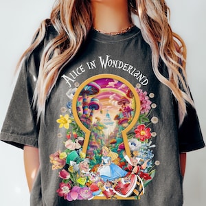 Comfort Colors® Vintage Alice in Wonderland T-Shirt, Disney Alice Tee, Alice Shirt, Alice in Wonderland Flowers Shirt, Disney tee, 00685